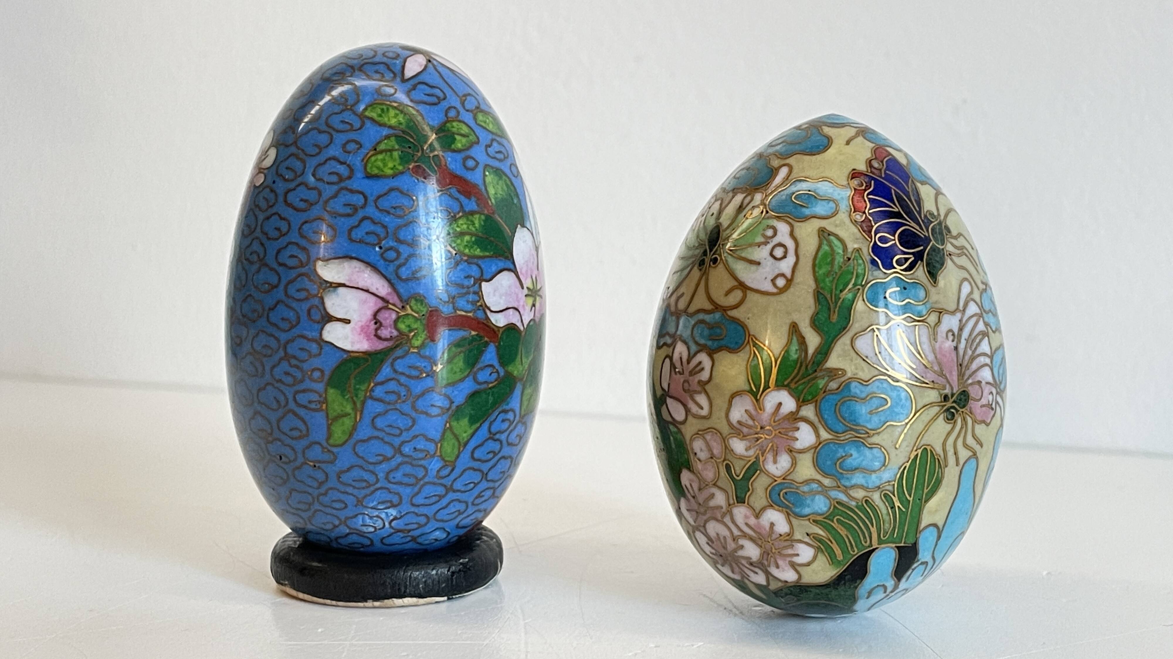 Vintage cloisonné enameled collectible eggs