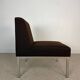 3 vintage armchairs – brown fabric & chrome base
