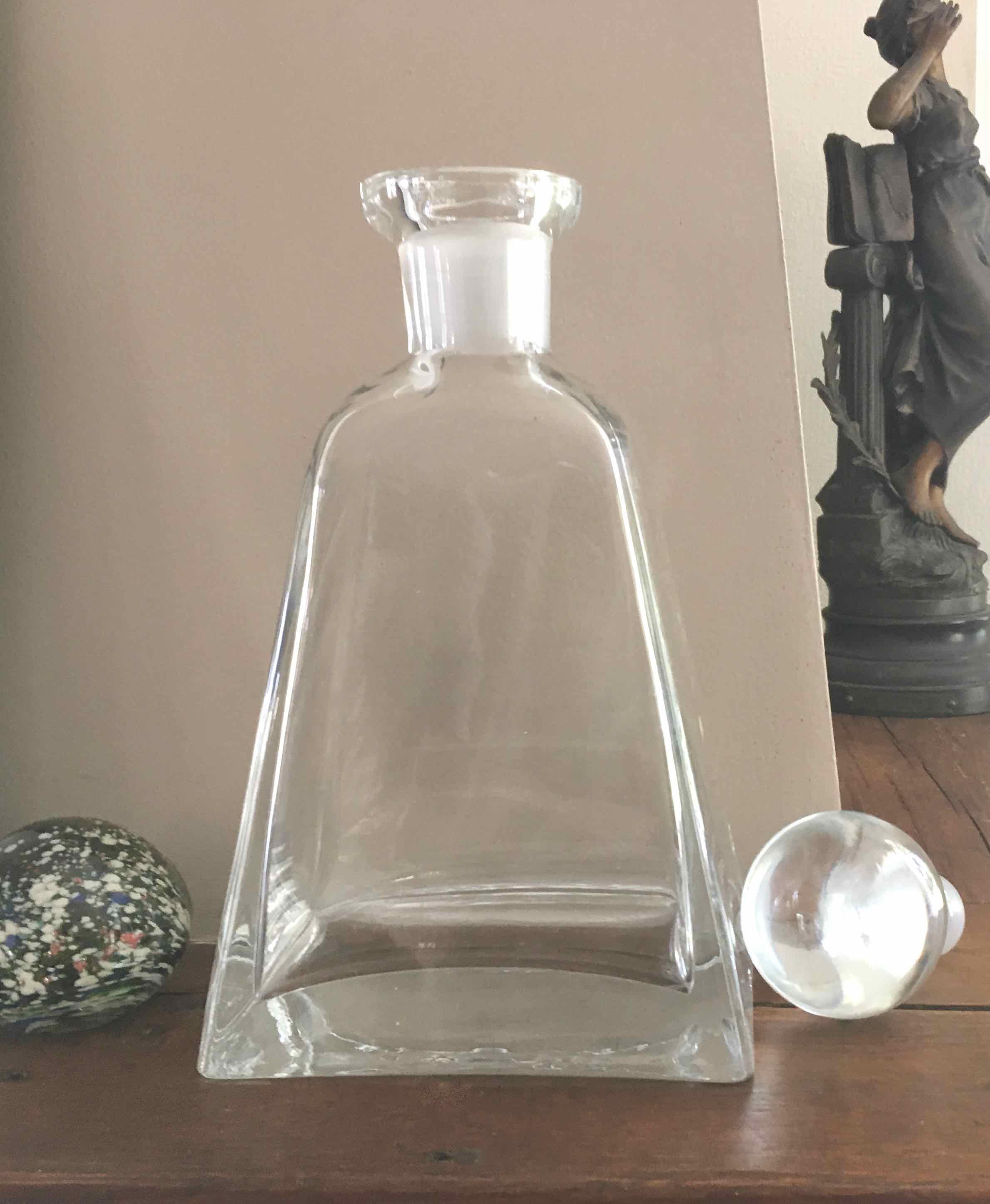 Thick glass carafe bottle 80s