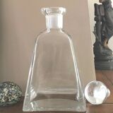 Flacon carafe en verre épais années 80