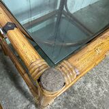 Paire de chevets  bambou et verre fumé