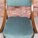 Renovated GFM 57 chair, Skoczek, designed by J. Kędziorek, navy blue