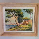 Oil on canvas signed, farmhouse Provençal seaside