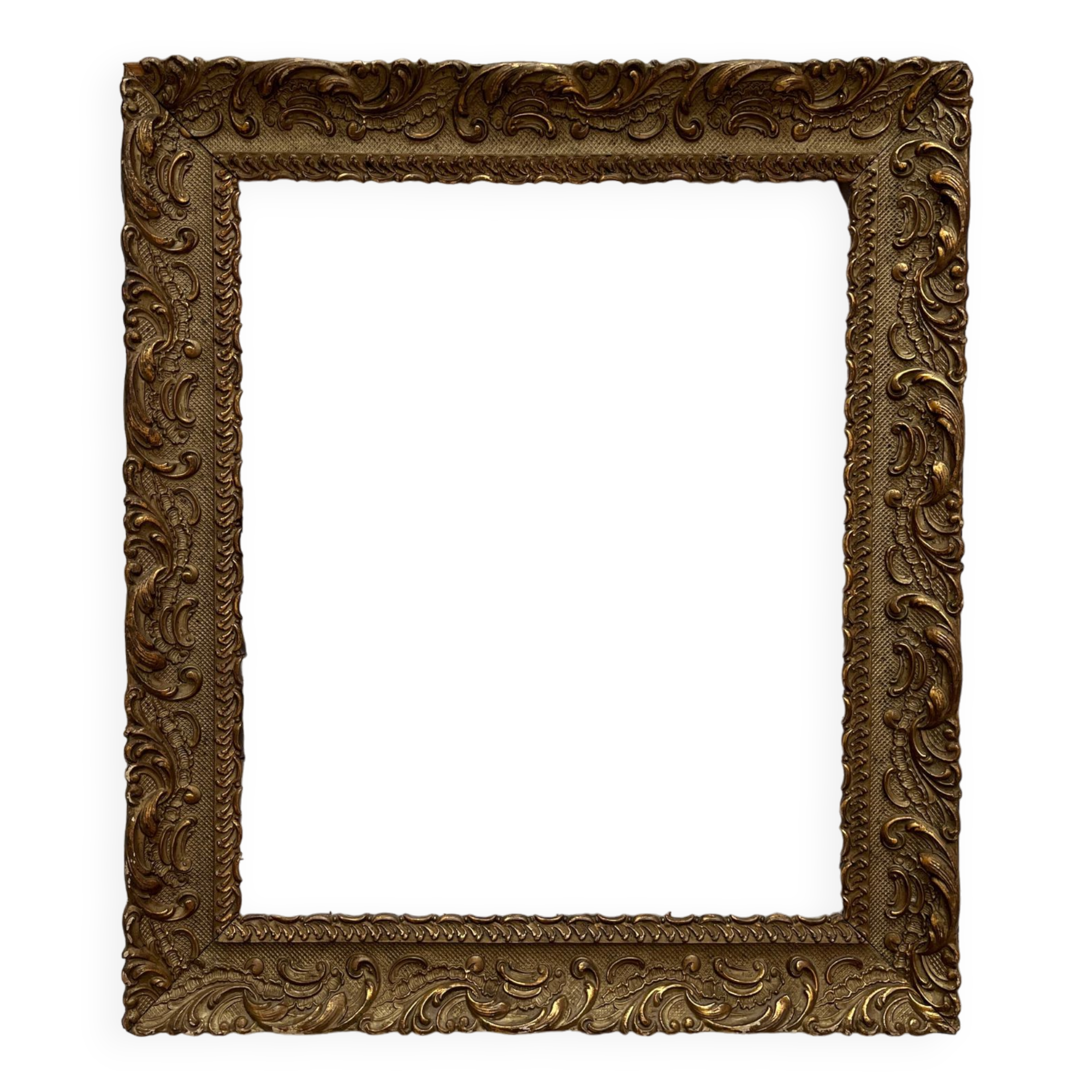 Old frame in gilded wood with stucco decoration circa 1900