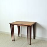 Scandinavian Modern Rosewood Nesting Tables with Drumstick Legs