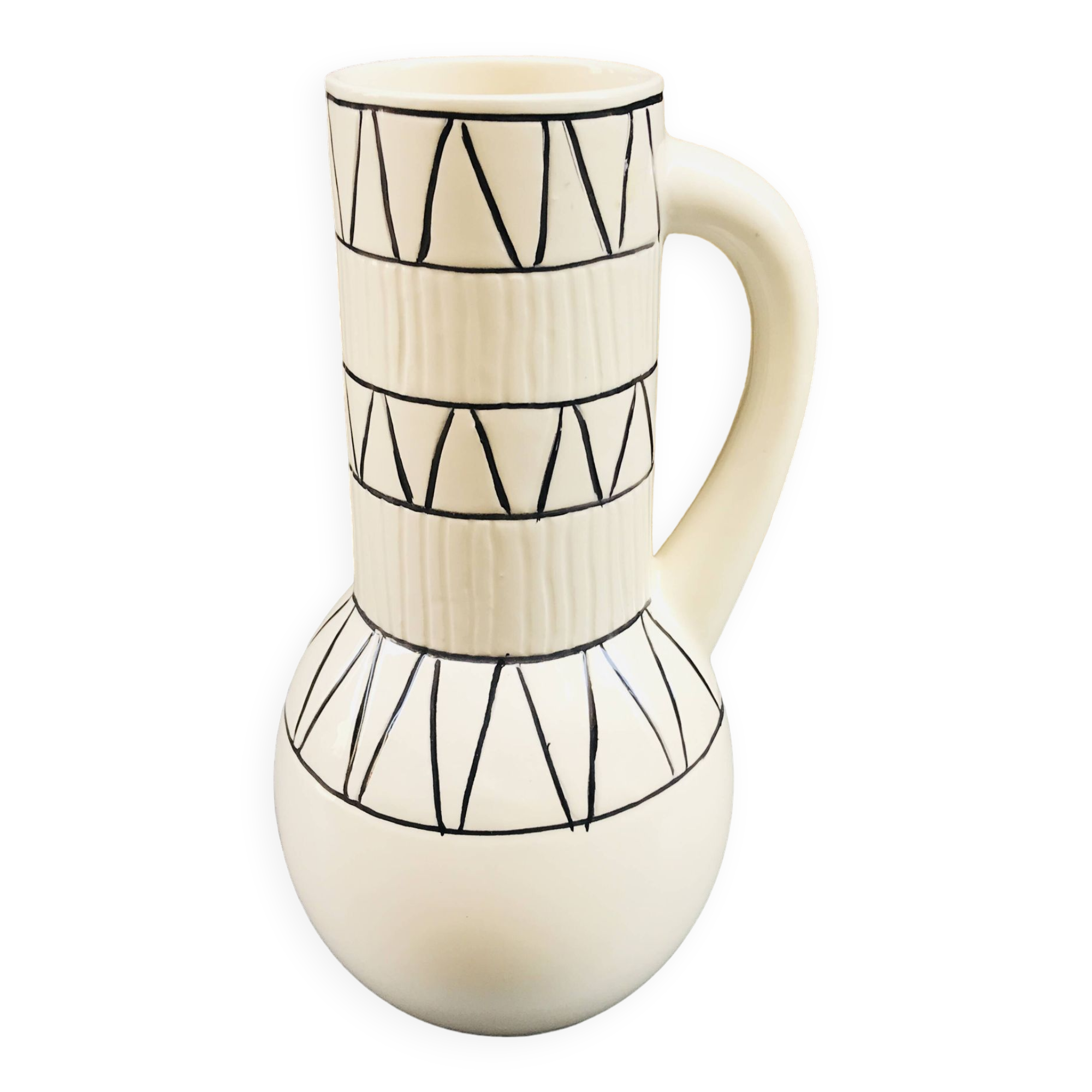 Vase with geometric pattern handles