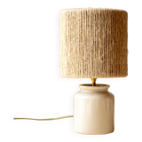 Table lamp mustard pot and jute string lampshade