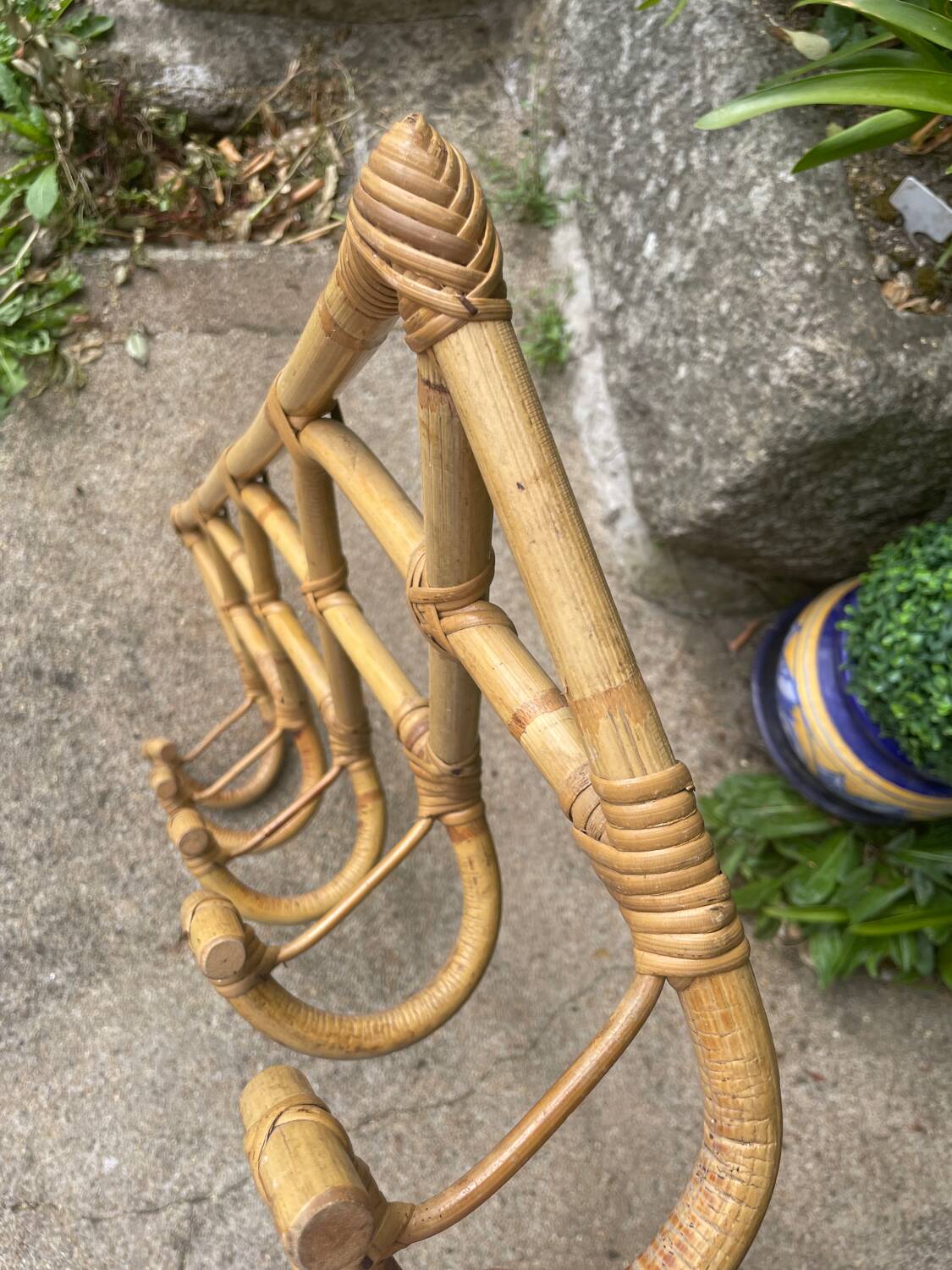 Rattan coat rack from the 70s