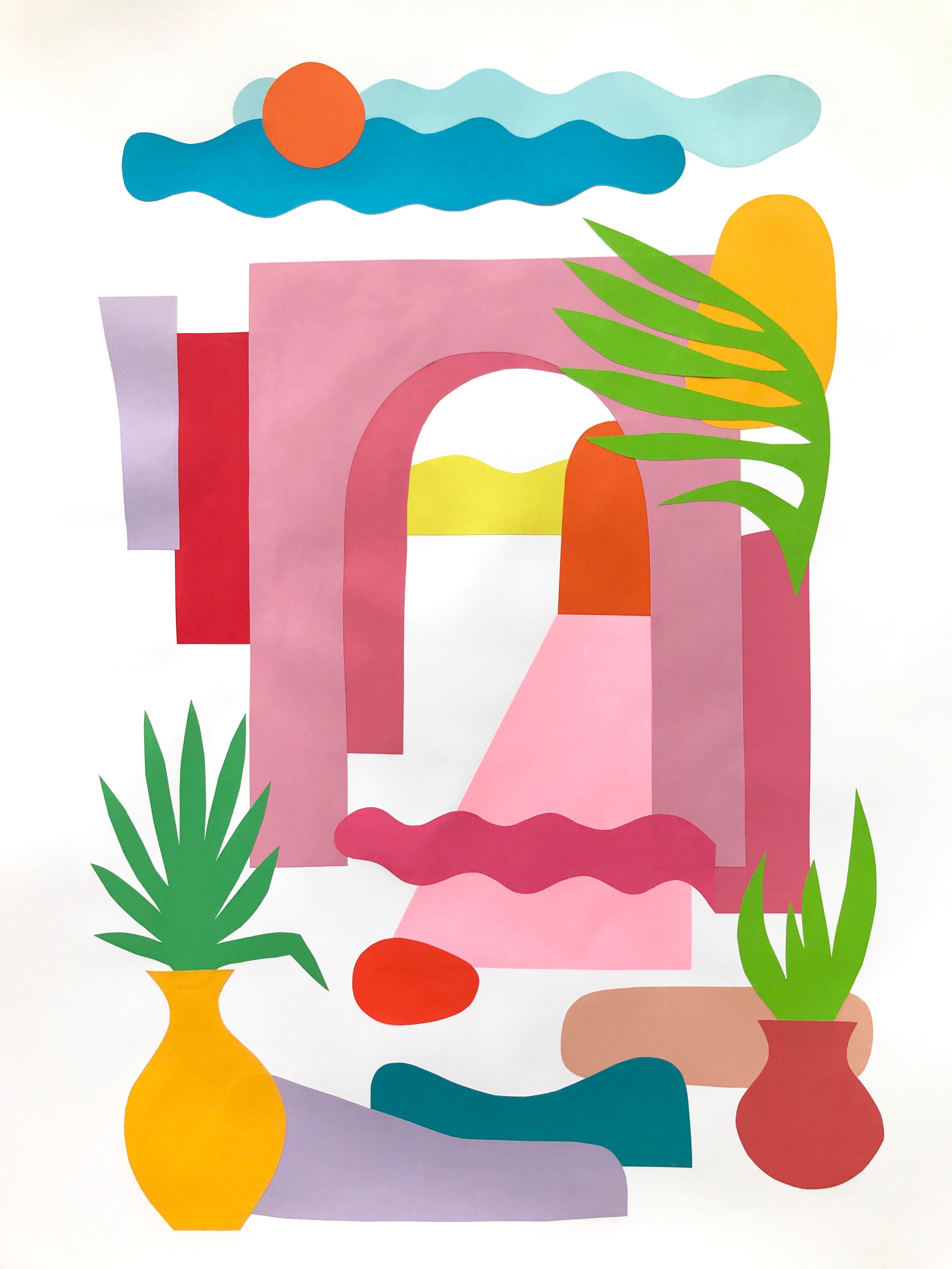 Original Collage The Pink Door