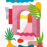 Original Collage The Pink Door