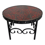 German Brutalist Side Table in Ceramic and Cast Iron, 1960s