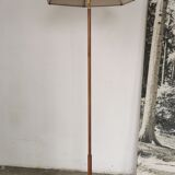 Scandinavian floor lamp 1960, wood and brass