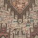 Hand-knotted silk carpet purchased in Iran – geometric and animal design –