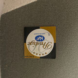 Armchair and 2 chairs set in Louis XVI style, light fabric, patinated wood.