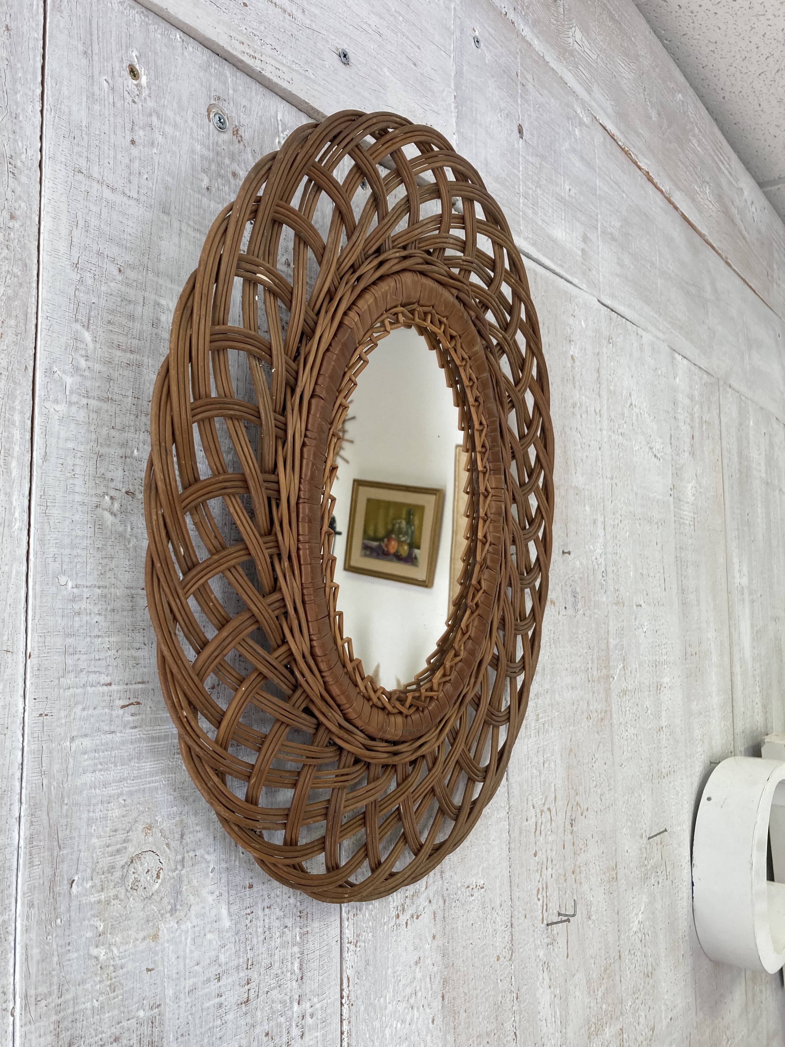 Vintage wicker mirror