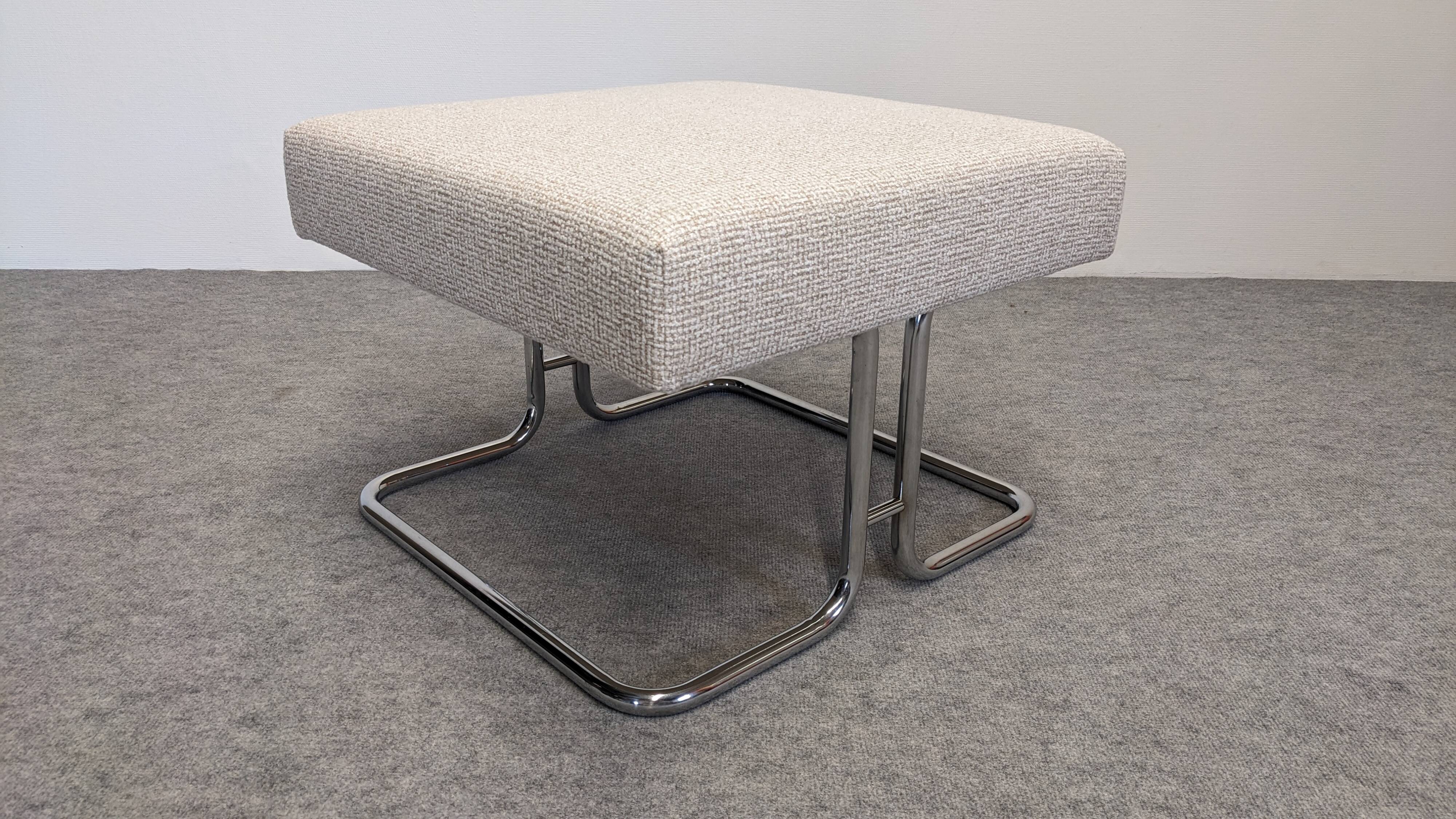 Low stool or tubular ottoman Space Age, France around 1970