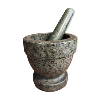 Vintage french mortar in green marble