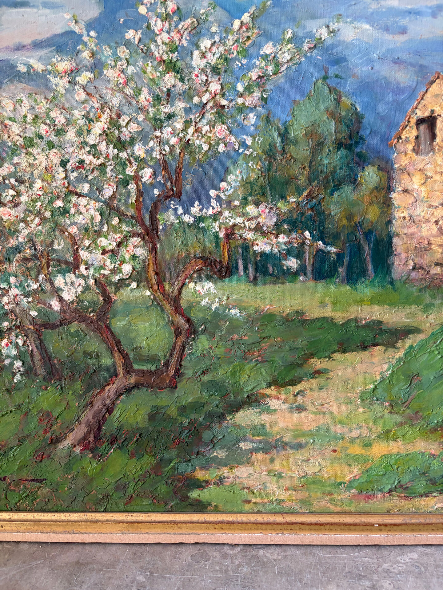 Oil on panel "Old farmhouse", High Vallespir, Provence
