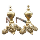 Pair of Fireplace Andirons in Brass Decor Cast Iron Marmousets Louis XIV Loft Style