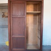 Wooden wardrobe with sliding doors, wooden wardrobe, vintage storage furniture