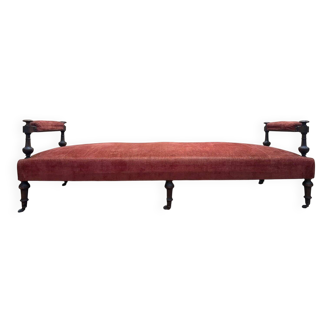 Napoleon III bench in turned wood and velvet