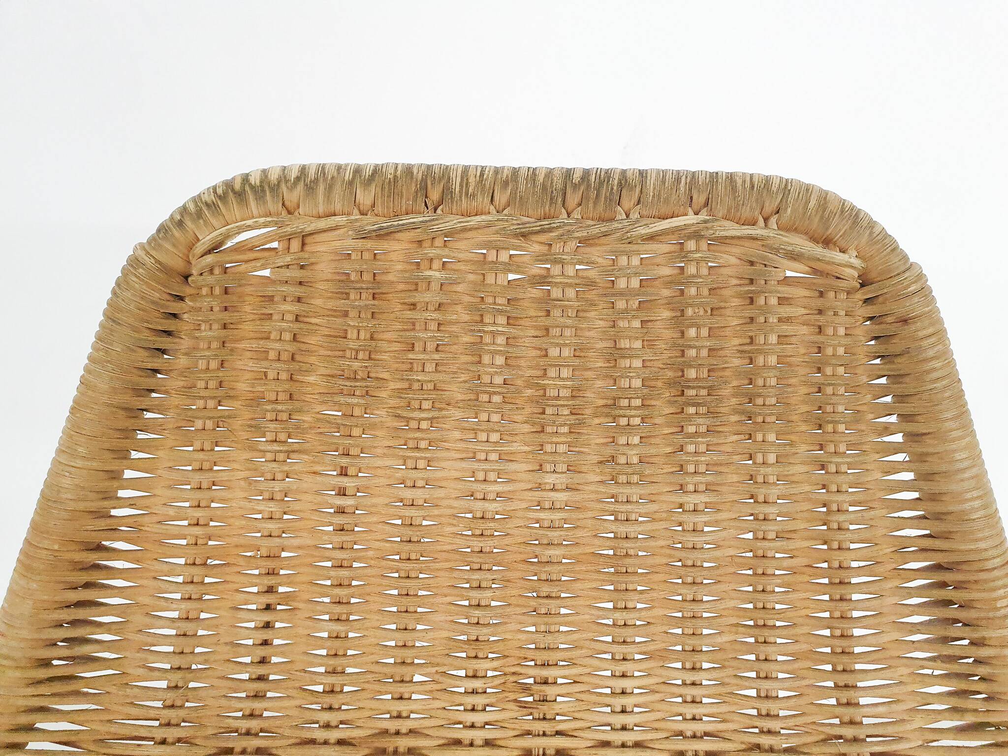 Rohe Noordwolde rattan and metal bar stool, The Netherlands 1950's