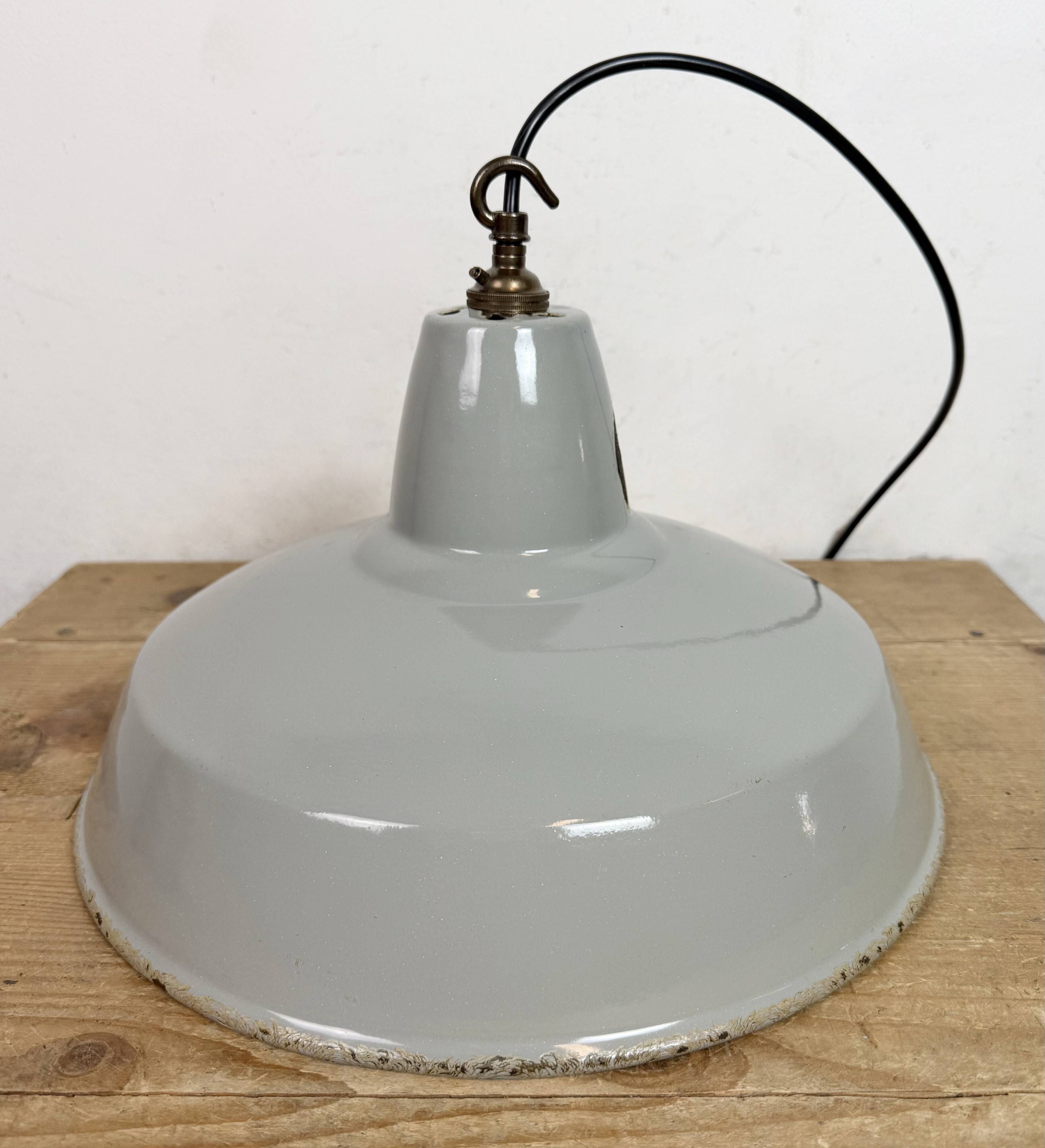 Industrial Grey Enamel Factory Pendant Lamp from Thorlux, 1960s