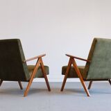 Mid Century Easy Chair Model B - 310 Var in Forest Green Velvet