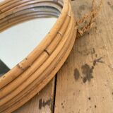 Rattan and rope mirror duo