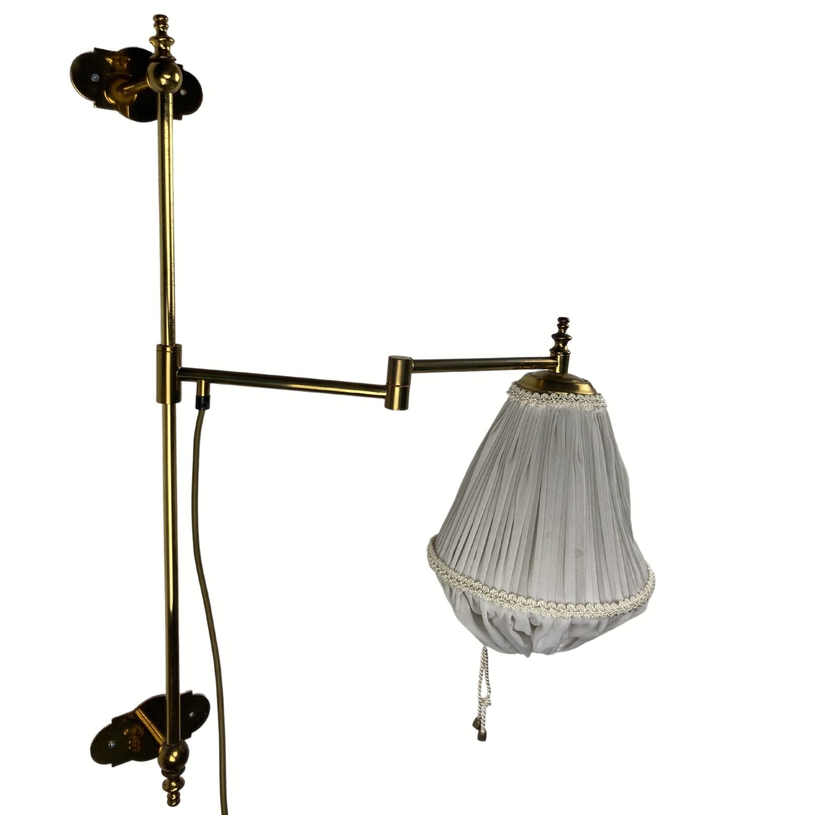 Brass art deco swivel arc wall lamp
