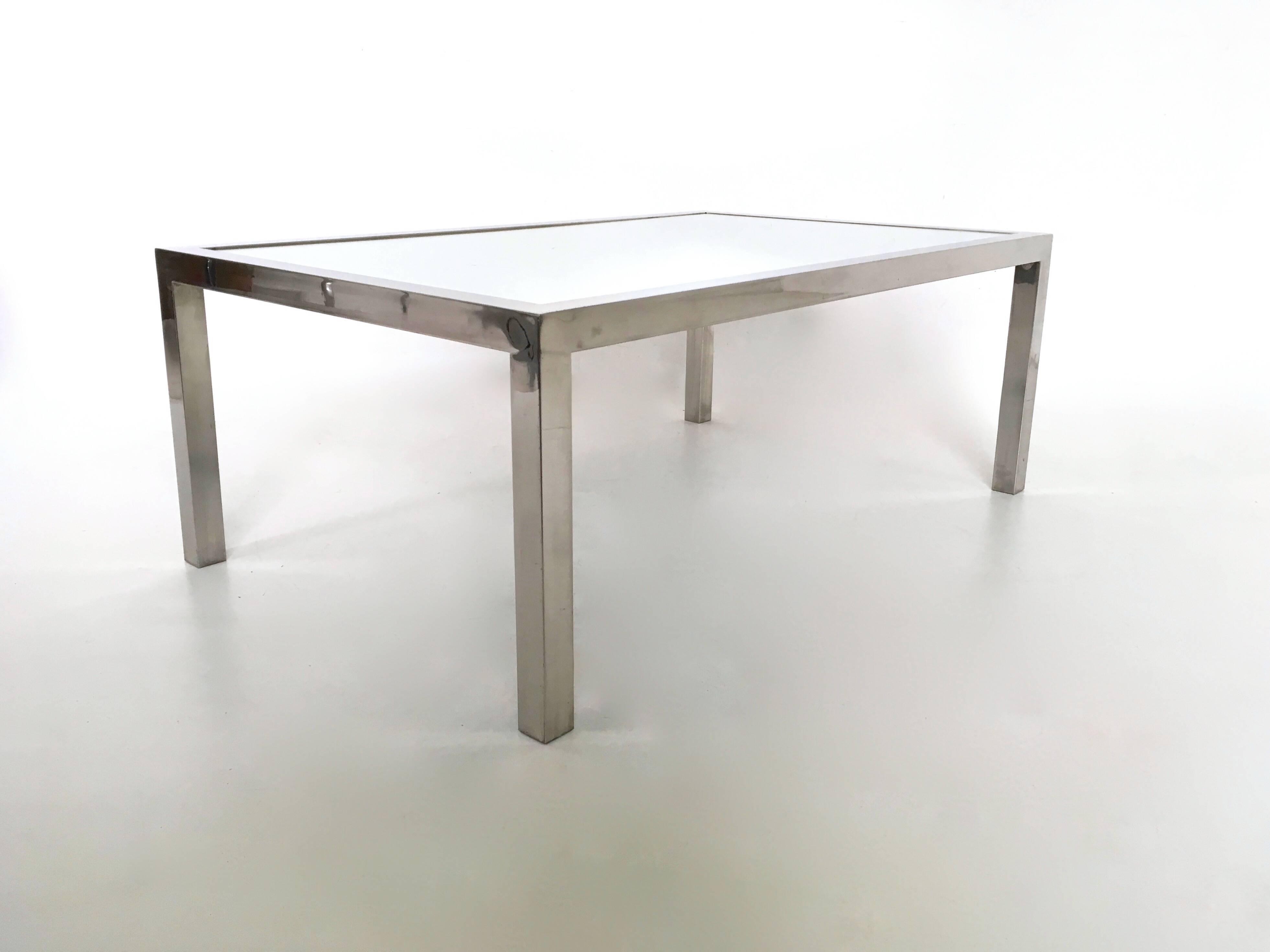 Steel Coffee Table in the Style of Nanda Vigo with a Mirrored Top, Italy