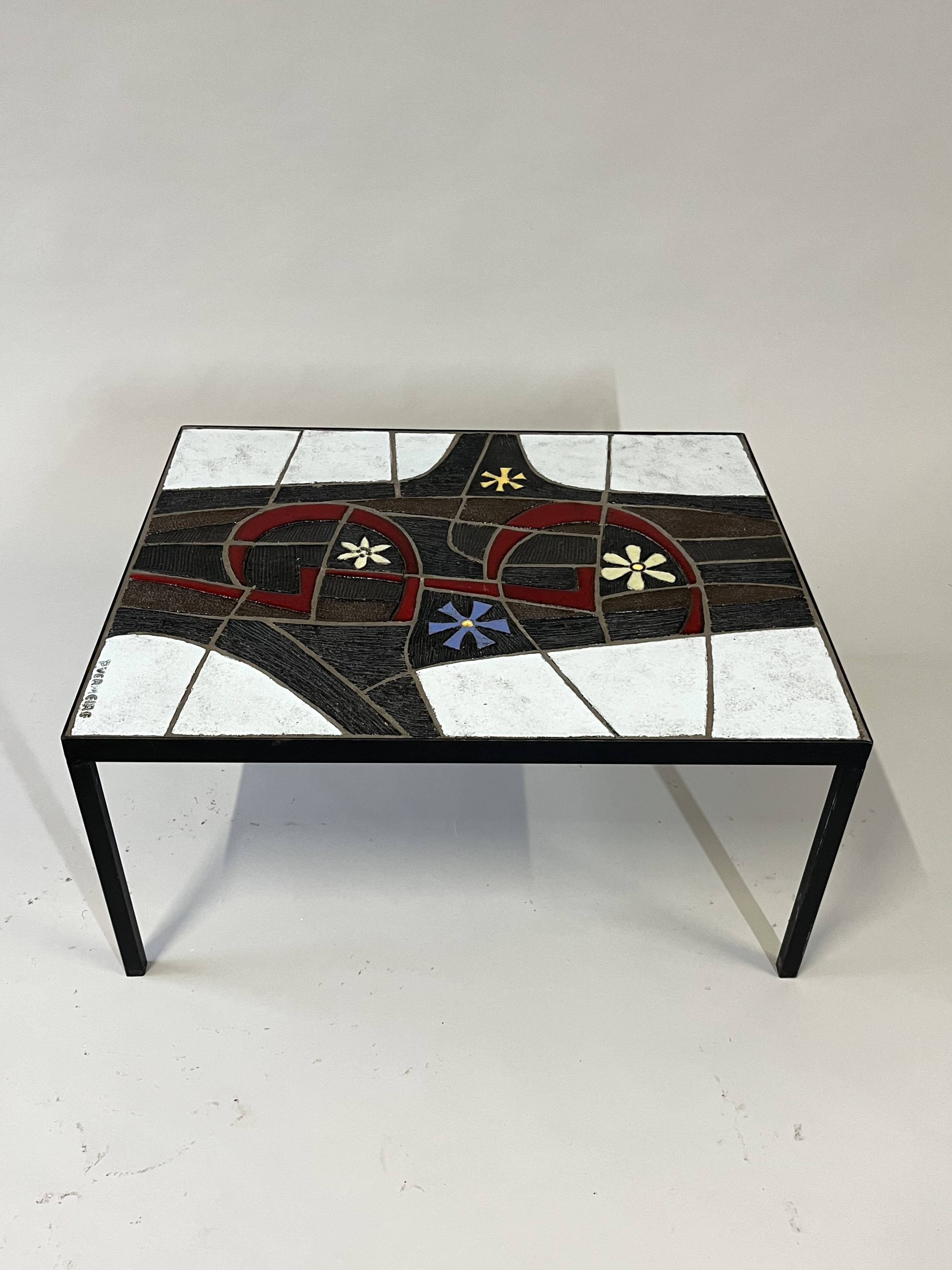 Table d'appoint en céramique par Paul Vermeire pour Perignem, années 1960.