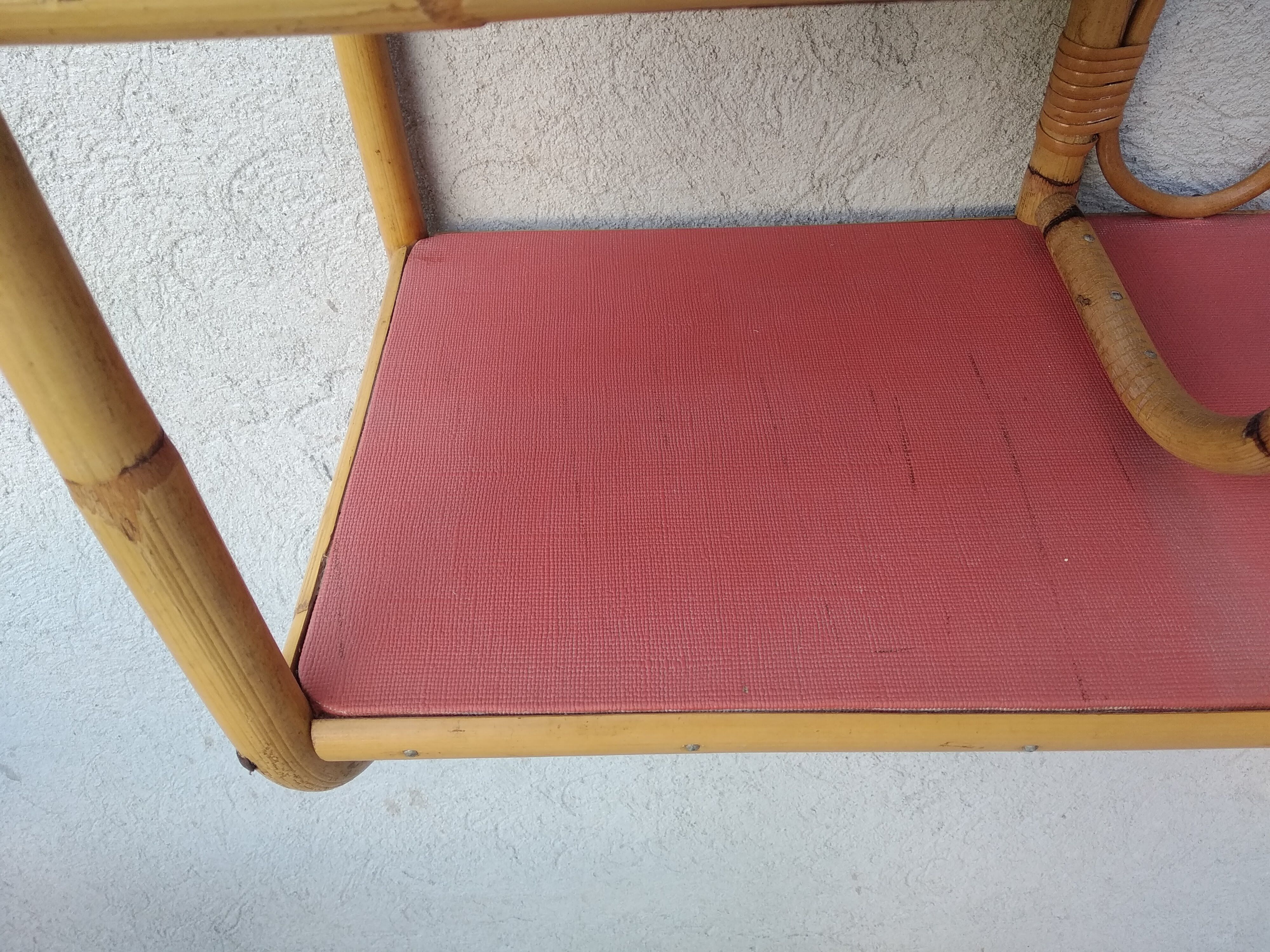 Vintage rattan wall shelf 60s