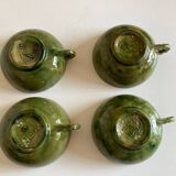 Set of 4 green glazed earth bowls from Biot 1960