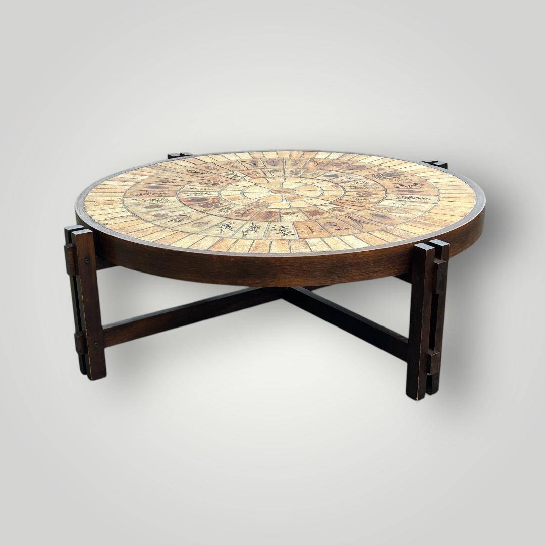 Circular Coffee Table “Les Herbiers” By Roger Capron - Ceramic 1960 Vallauris