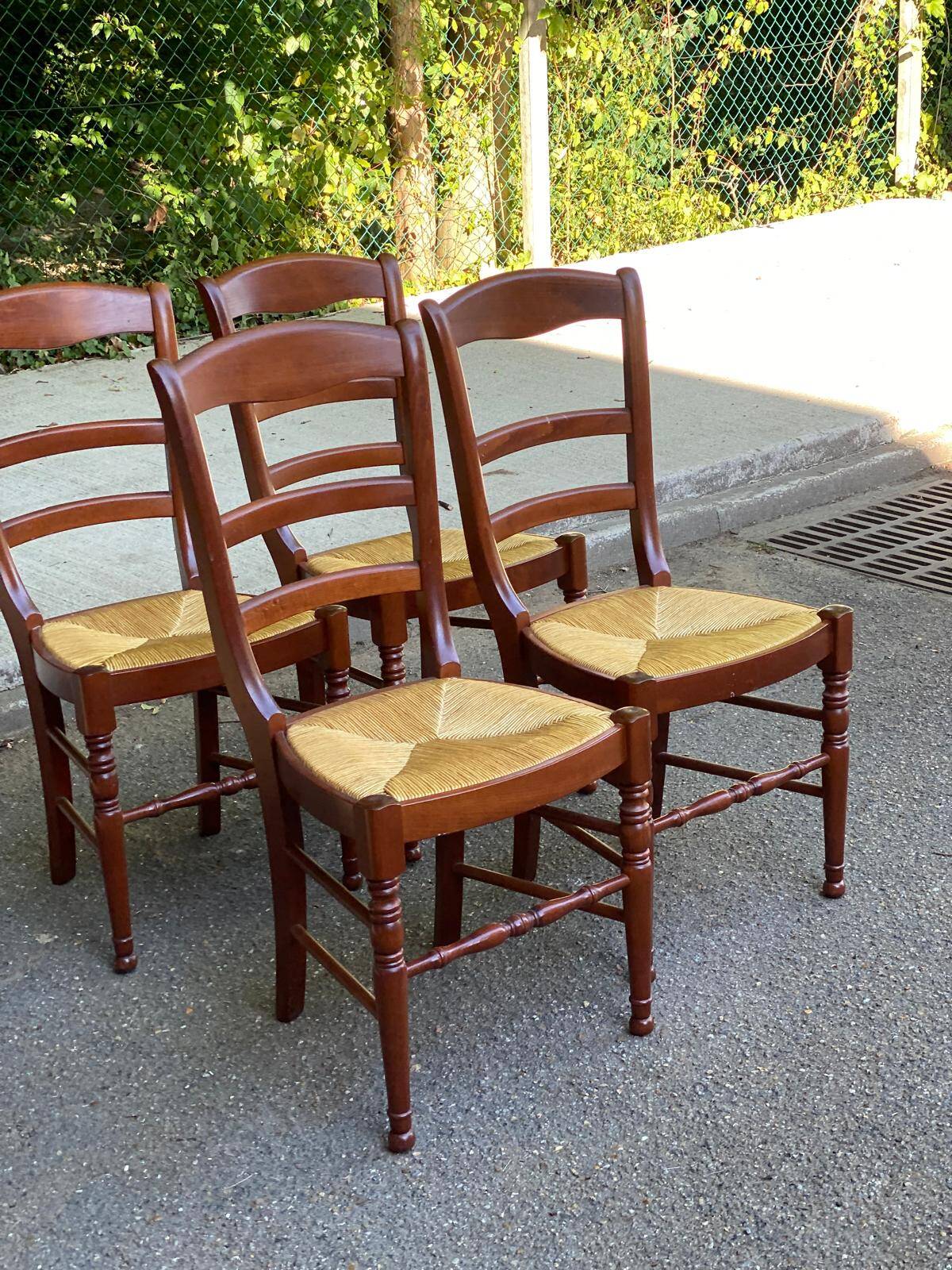 4 solid wood Louis Philippe chairs in dark cherry