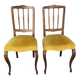 Pair of Louis Philippe chairs, wood and yellow ochre velvet, vintage, 60s