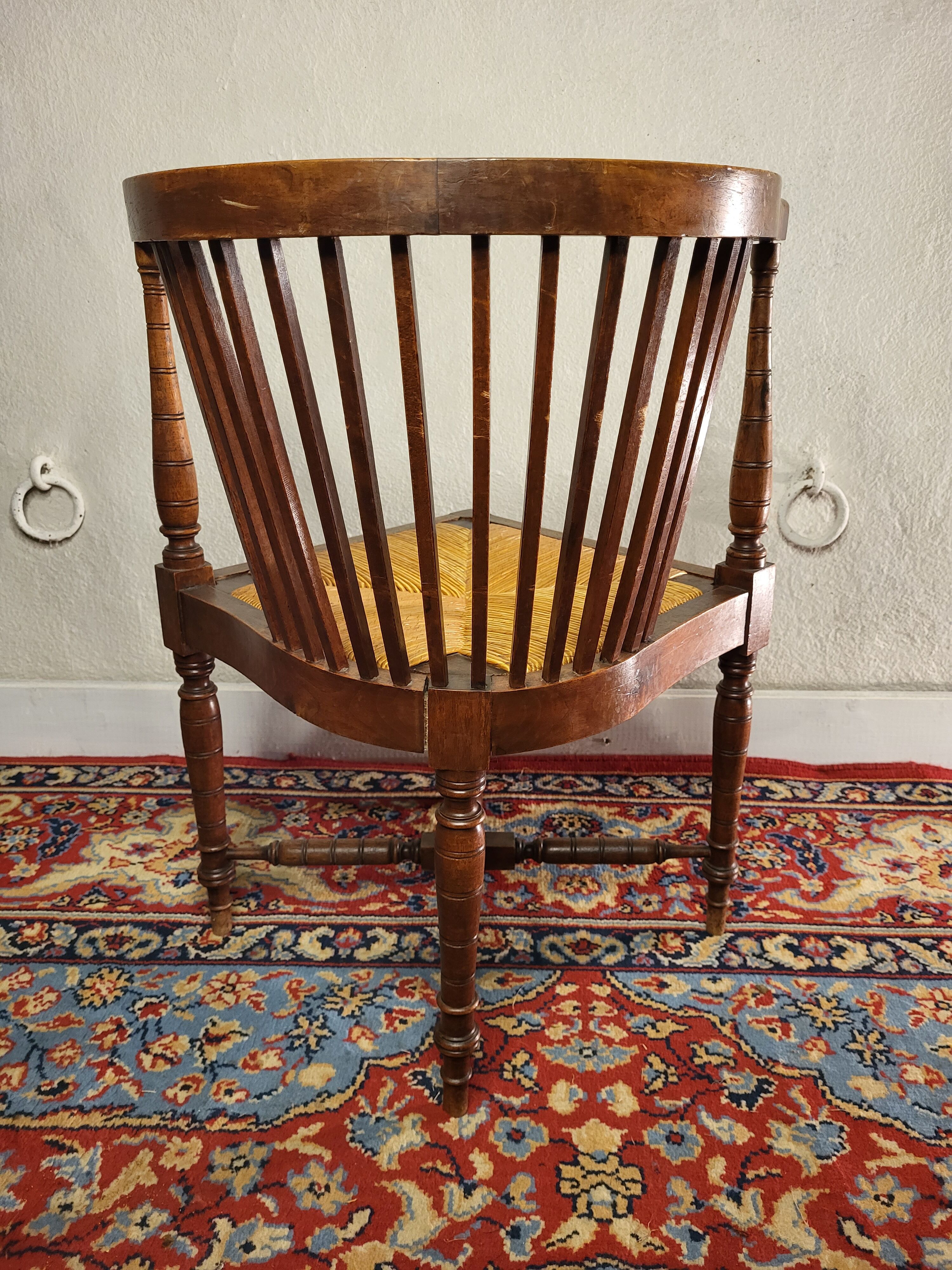 Corner chair wood & straw english xixth