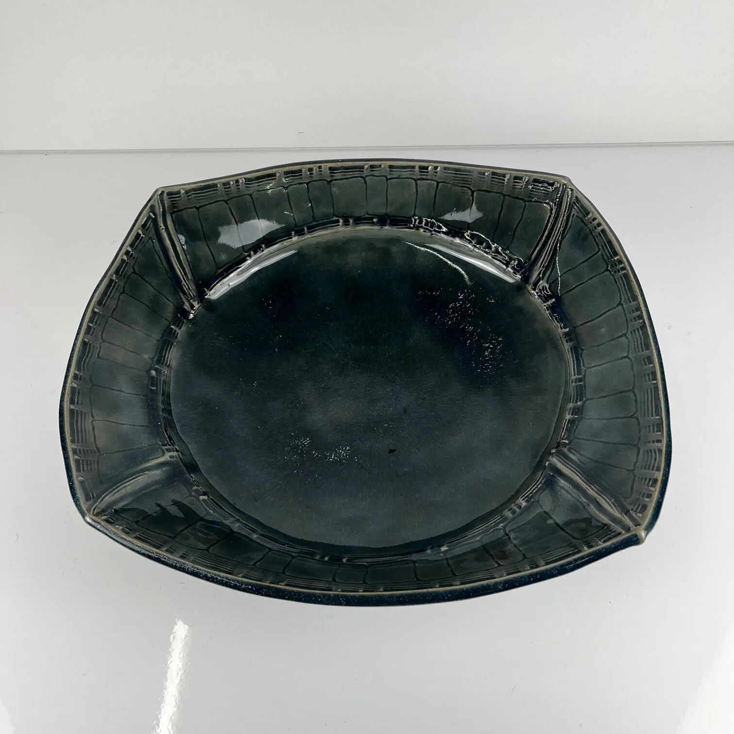 Dark blue/green glazed ceramic bowl, 1960.