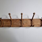 School wall coat rack, old, 5 hooks, 81 cm