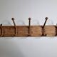 School wall coat rack, old, 5 hooks, 81 cm
