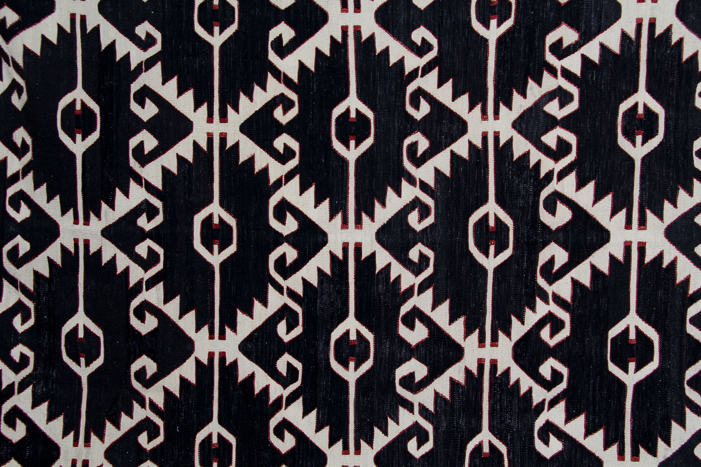 Black and cream kilim rug afghan wool rug 183x229cm