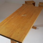 Table, bench and stools Les Arcs by Charlotte Perriand, France, 1960
