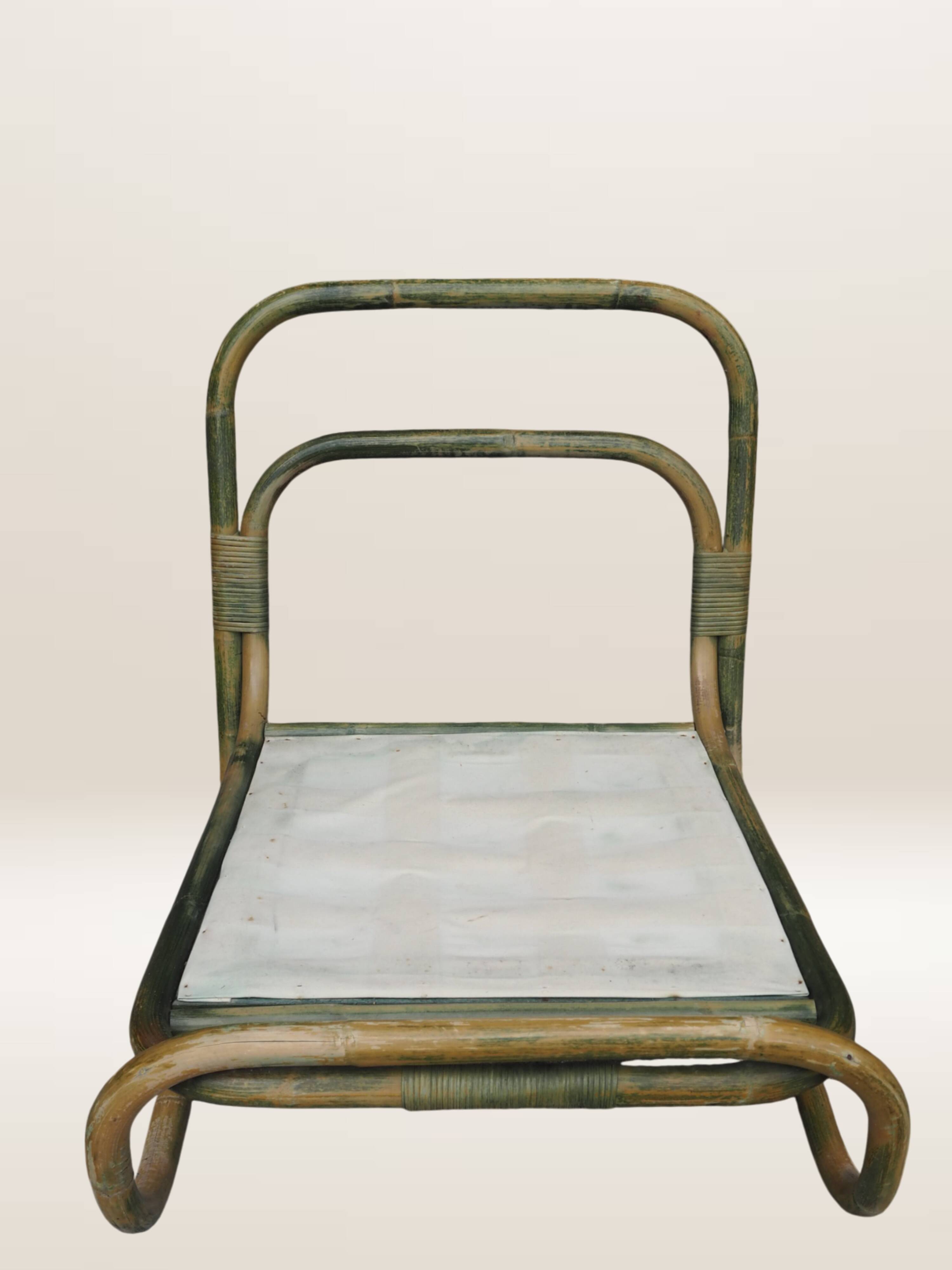 Pair of curved bamboo armchairs