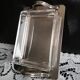 Art deco glass and silver metal butter dish