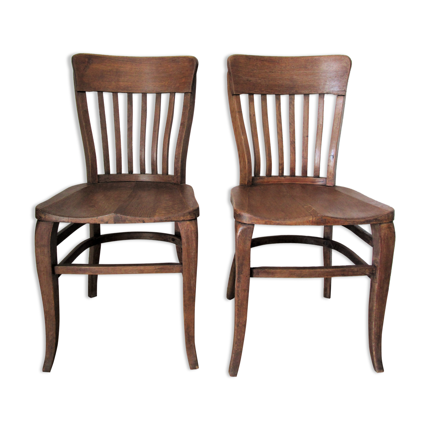 Two chairs solid oak patinated early twentieth century