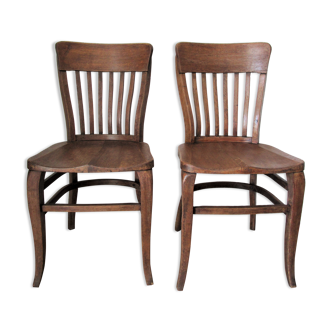 Two chairs solid oak patinated early twentieth century