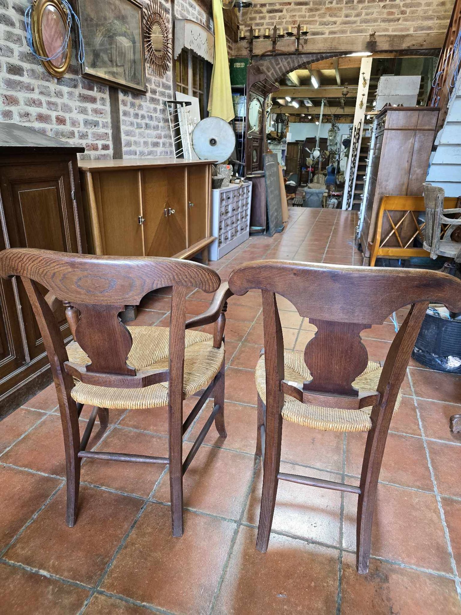 Fauteuil campagnard + chaise en chêne