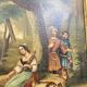 19th century gilded wooden trumeau with romantic scene - 69cm x 140cm