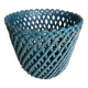 Turquoise woven ceramic cachepot, Italian work, 1960s